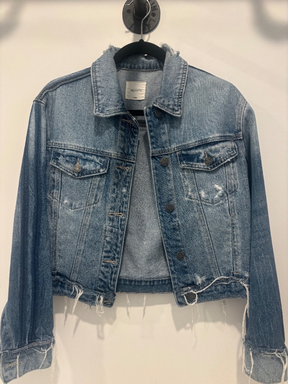 HIDDEN Distressed Jean Jacket, Size XS